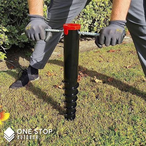 Amazon.com : One Stop Outdoor United Premium No Dig Ground Anchor - Round Post & Flag Pole Base Ground Mount - Screw in Post Stake, 21" Inch Long, (Fits Round Poles 1” - 2 1/4" Inch) (Black) : Patio, Lawn & Garden Ground Anchor, Black Patio, Diy Home Repair, Pole Fitness, Flag Pole, Home Repair, Lawn Garden, Screw, 4 Inch