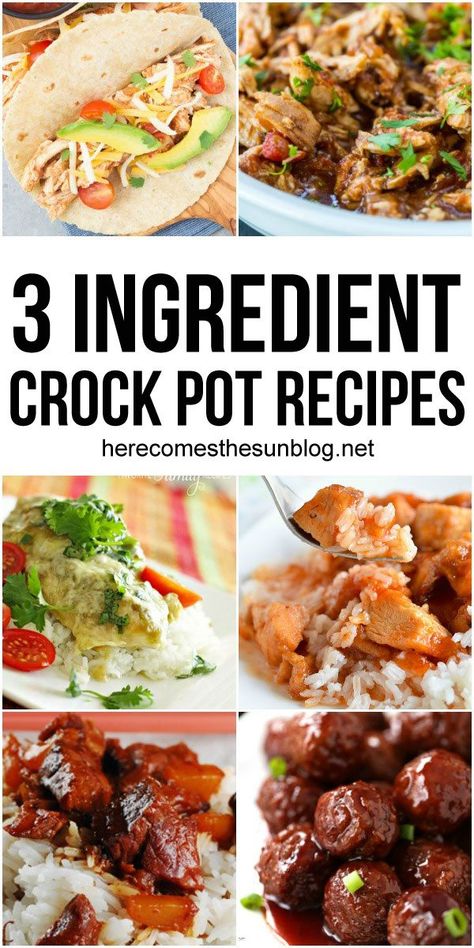 3 Ingredient Crockpot Meals, 5 Ingredient Crockpot Recipes, 3 Ingredient Dinners, Summer Crockpot Recipes, Easy Crockpot Dinners, Crock Pots, 3 Ingredient Recipes, Crockpot Cooking, Crock Pot Recipes