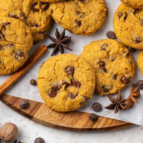 Gluten free pumpkin chocolate chip cookies Gluten-free Pumpkin Chocolate Chip Cookies, Gluten Free Pumpkin Chocolate Chip, Gluten Free Pumpkin Cookies, Dairy Free White Chocolate, Pumpkin Banana Muffins, Leftover Pumpkin, Fresh Pumpkin, Homemade Pumpkin Puree, Pumpkin Banana