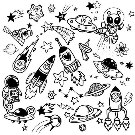 Playroom Nook, Stickers Cricut, Space Wall Decals, Outer Space Nursery, Space Doodles, Planet Drawing, Boy Girl Bedroom, Kids Room Murals, Space Nursery