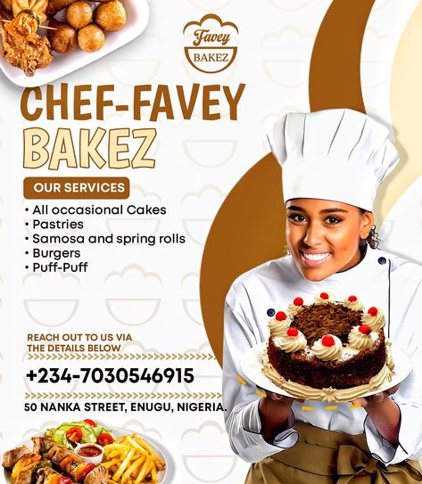 Cooking Flyer Design, Pastries Logo, Bakery Flyer, Sparkly Wedding Cakes, Photoshop Editing Tutorials, Photoshop Tutorial Graphics, Fitness Flyer, Latest African Men Fashion, Female Chef