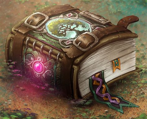 Spellbook of the Wild, Yaron Granot on ArtStation at https://www.artstation.com/artwork/2QV3x Magia Elemental, Tapeta Harry Potter, Buch Design, Prințese Disney, Picture Prompts, Fantasy Props, 다크 판타지, Fantasy Pictures, Magic Book