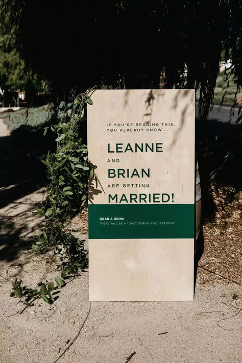 An Elevated Barn Wedding at a Ranch on California's Central Coast Wedding Welcome Sign Ideas, White Wedding Sign, Welcome Sign Ideas, Modern Wedding Welcome Sign, Wedding Space, Green And White Wedding, Wooden Signage, Romantic Outdoor Wedding, Planner Writing