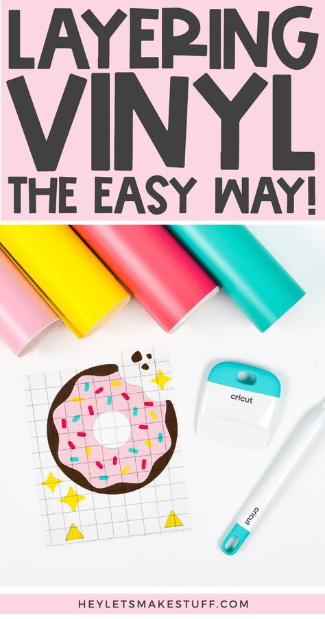 Cricut Double Layer Vinyl, How To Use Two Colors Of Vinyl On Cricut, Cricut Projects Vinyl Tumblers Cute Ideas, Best Cricut Vinyl, Layering Cricut Iron On Vinyl, Simple Vinyl Projects, How To Make Layers On Cricut, How To Layer In Cricut Design Space, Layering Vinyl Cricut Decals