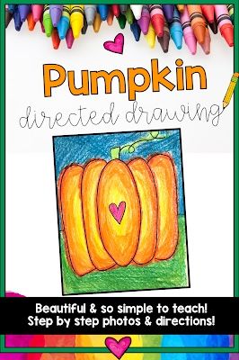 Pumpkin Kindergarten, Pumpkins Kindergarten, Pumpkin Unit, Hallway Displays, Halloween Kindergarten, Pumpkin Drawing, October Art, Directed Drawing, Easy To Draw