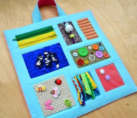 Sensory Mat, Kids Motor Skills, Sensory Blanket, Fidget Blankets, Fidget Quilt, Quiet Book Patterns, Sensory Book, Baby Mat, Felt Book