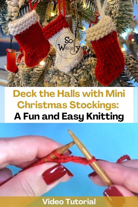 Are you looking for a quick and easy knitting project to add some festive cheer to your home this holiday season? Look no further than these adorable Mini Christmas Stockings in 2 sizes, perfect for hanging on your tree or mantle. Even if you're a beginner knitter, you can easily tackle this project with just knit and purl stitches. And with the help of our step-by-step video tutorial, you'll be able to create these mini stockings in no time. Not only are these stockings quick and easy to... Mini Knit Stocking Pattern, Knitted Christmas Stocking Patterns Free, Christmas Stocking Pattern Free, Knitted Christmas Stocking Patterns, Stocking Pattern Free, Knitted Heart Pattern, Mini Christmas Stockings, Christmas Stocking Ornament, Knitting Videos Tutorials