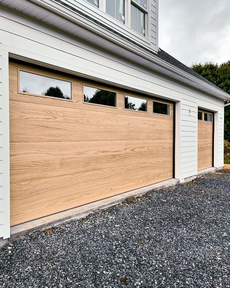 "In LOVE with our garage doors!!! 😍😍😍 Finally got these @chioverheaddoors Skyline Flush doors in Natural Oak color installed! They are everything we had dreamed of!" Have you been INFLUENCED? 🤣 (Kidding) But seriously, there's nothing we love more than happy homeowners! Thank you for letting us share your photos, @our.pa.forever.home! Oak Garage Doors, Oak Garage, Cedar Garage Door, Architectural Buildings, Wood Garage Doors, Flush Doors, Garage Apartment, Overhead Door, Love More