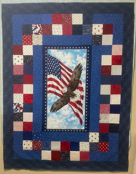 Patriotic Roundup Panel Quilts Ideas, Panel Quilts Ideas Layout, Qov Quilts, Quilting Stars, Jane March, Eagle Quilt, Quilt Panels, Teacher Tired, Flag Quilt