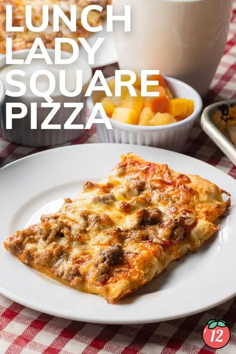 Lunch Lady Square Pizza | middleeastsector Lunch Lady Pizza, School Cafeteria Pizza Recipe, Cafeteria Pizza, Square Pizza, Pizza Homemade, Pizza Lunch, Dinners Easy, Cafeteria Food, Cooking Pizza