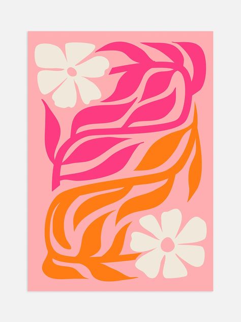 Pink And Orange Flower Poster – Luxe Poster Co Orange And Pink Poster Prints, Orange And Pink Poster, Pink And Orange Prints, Pink And Orange Painting, Widgets Ipad, Pink And Purple Room, Orange Bedroom Ideas, Orange And Pink Flowers, Orange Bedroom