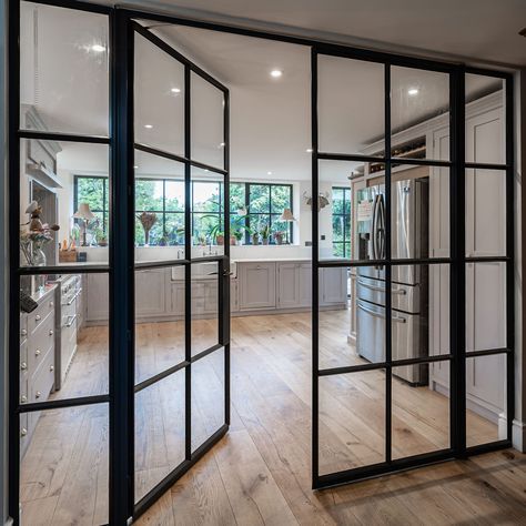 Crittall windows Crittal Doors Extension, Crittall Windows, Crittal Doors, Crittal Windows, Victorian Renovation, Internal Sliding Doors, French Exterior, French Doors Exterior, Kitchen Party