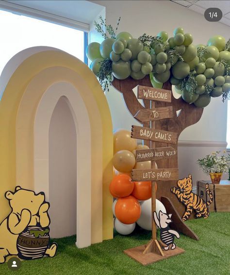 Vintage Winnie The Pooh Decorations, Winnie The Pooh Party Theme, Winnie The Pooh Birthday Backdrop, Winnie The Pooh Photo Backdrop, Winnie The Pooh Decorations Parties, Winnie The Pooh Photo Booth, Winnie The Pooh Trunk Or Treat, Winnie The Pooh Birthday Ideas, Pooh Birthday Party Decoration