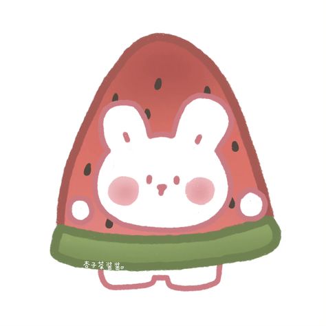 Watermelon Animals, Watermelon Drawing, Watermelon Cartoon, Hello Kitty Printables, Fruits Drawing, Cute Watermelon, Pink Icons, Bunny Drawing, Iphone Wallpaper Themes