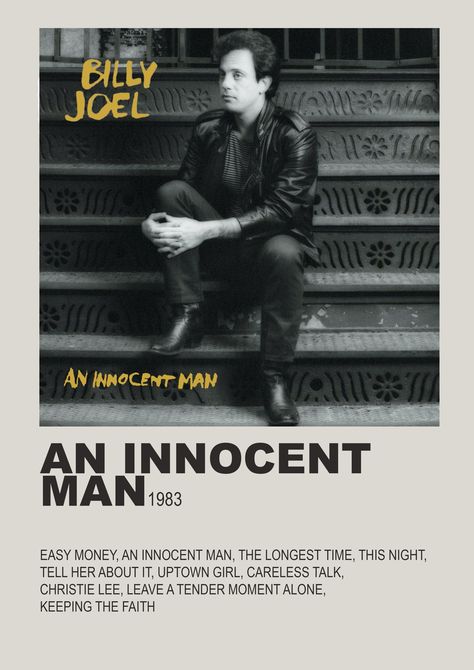 Billy Joel Album Poster, Album Posters, Innocent Man, Piano Man, Uptown Girl, Music Posters, Music Album Cover, Billy Joel, Keep The Faith