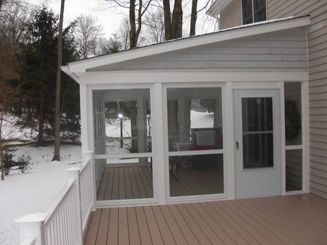 enclosed porch with windows | the first hint of fall is in the air and the football season is ... Enclosed Decks, Veranda Design, Porch Kits, Screened Porch Designs, Screened In Deck, Sunroom Addition, Building A Porch, Enclosed Porches, Sunroom Designs