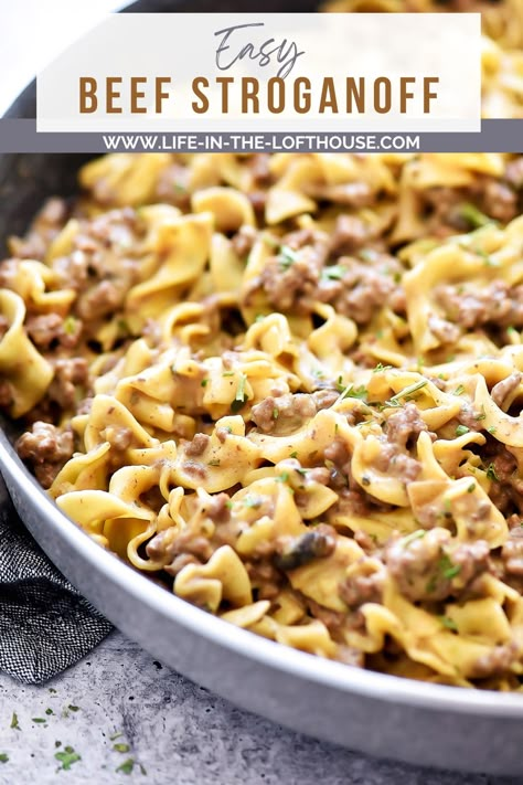 Easy Beef Stroganoff Beef Stroganoff Ground Beef, Stroganoff Ground Beef, Beef Stroganof, Easy Beef Stroganoff, Ground Beef Recipes Mexican, Beef Recipes For Dinner Easy, Recipes For Dinner Easy, Beef Stroganoff Easy, Ground Beef Stroganoff