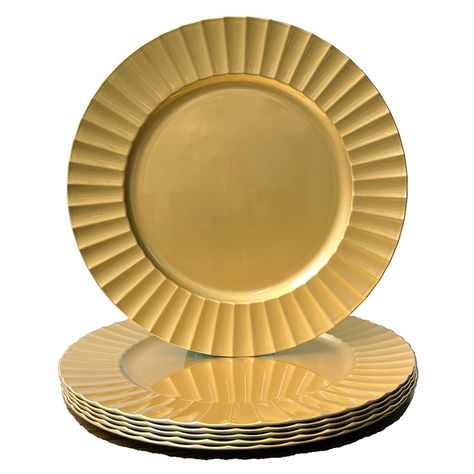 PRICES MAY VARY. High Quality Material: The charger for dinner plates are made of high-quality and sturdy plastic, They are very sturdy and durable, and can be reused. Perfect Size: The charger plates set of 6, measure 13 inches in diameter, which is the perfect size for any standard dinner plate. They provide an elegant and practical way to keep your table clean and make it easy to serve your guests. Elegant Table Decor: These plate chargers are a stylish and functional addition to your table s Gold Charger Plates, Elegant Table Decor, Plate Chargers, Gold Charger Plate, Gold Chargers, Plastic Plates, Charger Plates, Plates Set, Place Mats