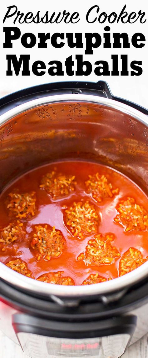 Ip Meatballs, Dinner Meatballs, Rice Meatballs, Porcupine Meatballs Recipe, Easy Recipes For Dinner, Simple Tomato Sauce, Ground Beef And Rice, Retro Dinner, Pressure Cooker Xl