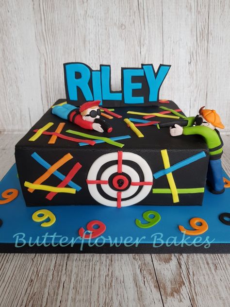 Laser Tag 9th birthday cake Lasertag Cake Ideas, Lazer Tag Party Ideas, Lazer Tag Cake Ideas, Laser Tag Cake Birthday, Laser Tag Birthday Party Ideas Cake, Laser Tag Cake Ideas, Laser Tag Birthday Party Ideas, Laser Tag Birthday Cake Boys, Laser Tag Cake