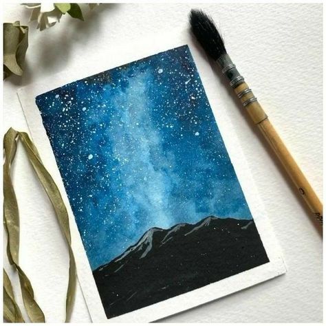 Mountains Painting, Painting Video, Watercolor Galaxy, Watercolor Paintings For Beginners, Watercolor Paintings Easy, Galaxy Painting, Watercolor Painting Techniques, Painting Art Lesson, 수채화 그림