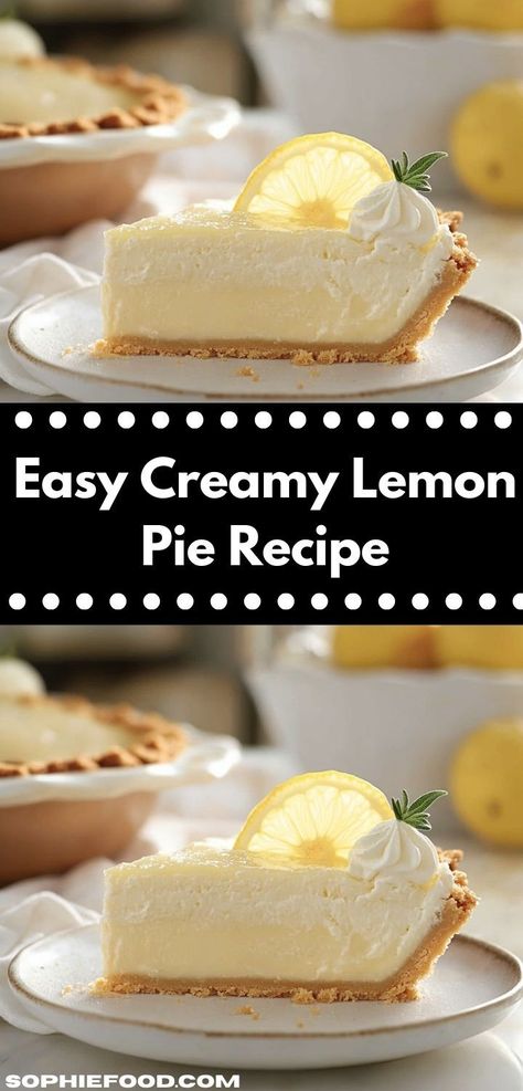 Need a dessert that wows? Discover this Creamy Lemon Pie Recipe, featuring a luscious filling and buttery crust. It’s an effortless treat that brings smiles to the whole family, making it a must-try for any occasion. Lemon Marange Pie, Lemon Pie Recipe Condensed Milk, Lemon Creme Pie, Creamy Lemon Pie, Lemon Cream Cheese Pie, Easy Lemon Pie, Lemon Chiffon Pie, Lemon Meringue Pie Easy, Cream Cheese Pie Recipes