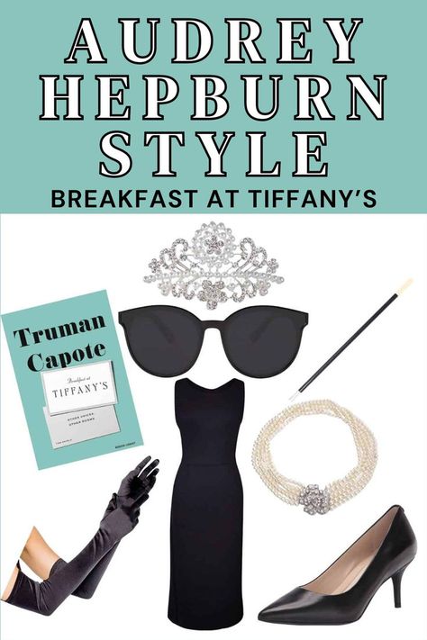 audrey hepburn style breakfast at tiffany's Audrey Hepburn Breakfast At Tiffanys Style, Breakfast At Tiffany's Outfits, Aubrey Hepburn Black Dress, Breakfast At Tiffanys Book, Audrey Hepburn Breakfast At Tiffanys Art, 1950s Audrey Hepburn, Tiffany Costume, Rory Gilmore Books, Breakfast At Tiffany's Costume