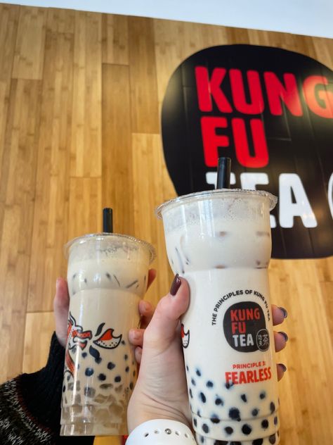 Kung Fu Tea Aesthetic, Kung Fu Tea Boba, Boba Aesthetic, Cheer Flyer, Bubble Tea Boba, Tea Packaging Design, Candy Drinks, Yummy Alcoholic Drinks, Bubble Milk Tea