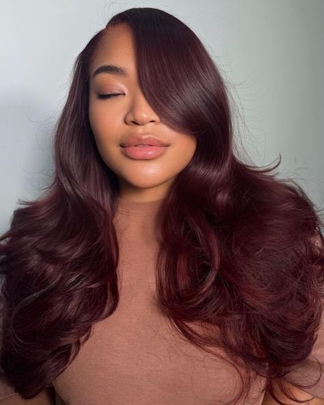 Hair • Instagram Color Quick Weave, Styled Wigs, Hair Lookbook, Straightened Hair, Cherry Hair Colors, Hello Hair, Long Weave, Cherry Hair, My Babe