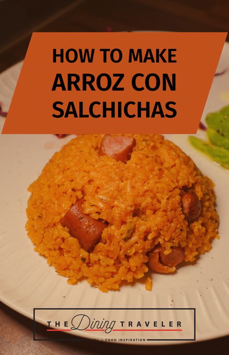 Plate of arroz con salchichas, rice with vienna sausages Rice With Vienna Sausage, Vienna Sausage Recipes, Puertorican Rice, Puerto Rican Beans, Dominicano Recipes, Vienna Sausage, Sausage Rice, Mexican Rice Recipes, Savory Rice