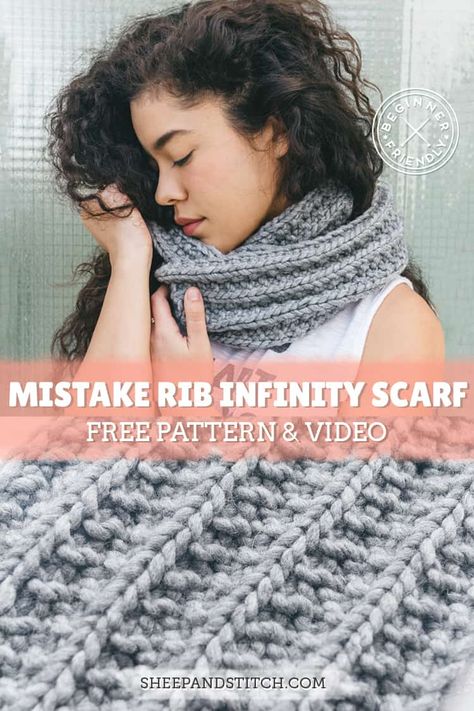 Learn how to knit an easy infinity scarf with a free pattern and step-by-step video tutorial! | sheepandstitch.com #freepattern #infinityscarf #freeknittingpatterns #knitting #knittingpatterns Easy Infinity Scarf, Knitted Scarfs, Infinity Scarf Knitting Pattern, Knitting Scarf, Knitted Accessories, Infinity Scarf Pattern, Beginner Knitting, Knitting Patterns Free Scarf, Scarf Patterns