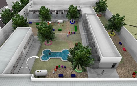 Pet Resort Design, Dog Daycare Lobby, Dog Boarding Facility Ideas Floor Plans, Pet Hotel Ideas, Dog Sanctuary Ideas, Dog Hotel Ideas Pet Resort, Dog Hotel Design, Dog Training Area, Dogs Daycare