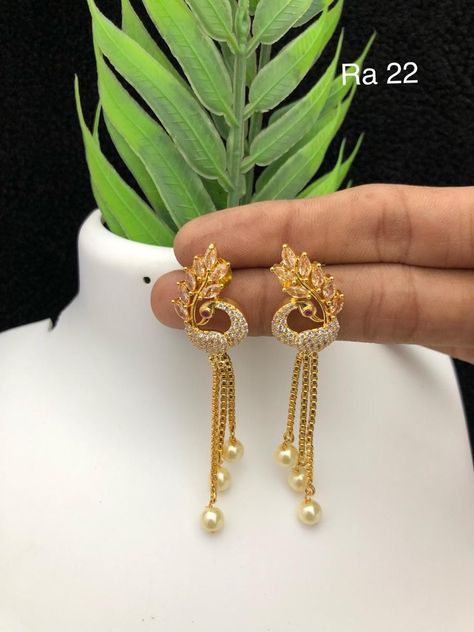 #onegramgold #temple jewelry available at Arshi's..  for bookings whatsapp on 9486115312. worldwide shipping Ear Rings Gold Indian, Ear Rings Gold Indian Daily Wear, Daily Wear Earrings Gold, Indian Daily Wear, Ear Rings Gold, Tanishq Jewellery, Daily Wear Earrings, Wear Rings, Small Earrings Gold