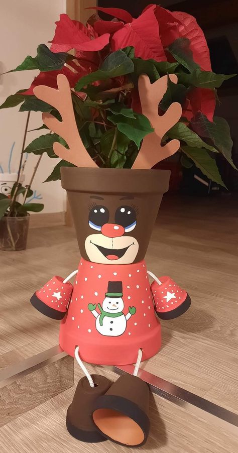 Clay Pot Candle Holders, Clay Pot Ideas, Mini Clay Pot Crafts, Clay Pot Candle, Christmas Crafts Snowman, Plant Pots Crafts, Terra Cotta Pot Crafts Diy, Clay Pot Projects, Whimsical Painted Furniture