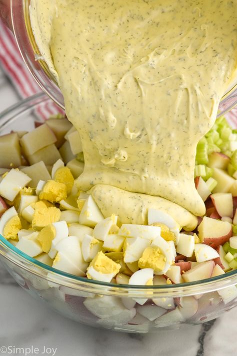 Potato Salad is a go-to potluck dish for good reason and this recipe is the best. Made with really simple ingredients, you will absolutely love this fantastic dish to pass. Potato Salad For 50 People Recipes For, Homestyle Potato Salad, Potato Salad With Frozen Potatoes, Million Dollar Potato Salad, Potato Salad No Onion, Potato Salad With Cooked Dressing, Best Pot Luck Dishes, Potato Salad Dressing Recipe, Yellow Potato Salad