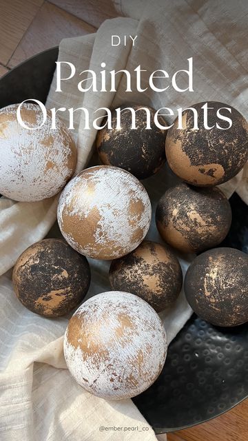 Diy Painted Ornaments, Wooden Skewers, Rub N Buff, Organic Patterns, Organic Pattern, Painted Ornaments, Stenciling, Light Texture, Diy Christmas