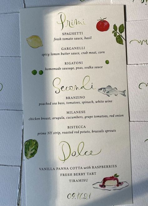 Vintage Wedding Menu Cards, Dinner Party Stationary, Wedding Menu Italian, Dinner Party Menu Design Aesthetic, Italian Welcome Dinner, Dinner Party Menu Aesthetic, Italian Dinner Invitations, Italian Dinner Party Invitations, Italian Dinner Party Invite