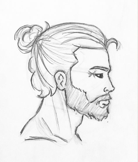 Bun Drawing, Man Bun, Female Sketch, Male Sketch, Drawings, Quick Saves, Art