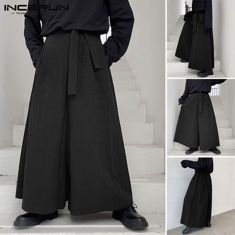 High Waist Wide Leg Trousers, Hakama Pants, Sick Clothes, Casual Wide Leg Pants, Loose Pants, Designs Ideas, Asian Boys, Korean Outfits, Long Pants