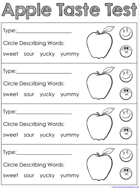 Apple taste test Worksheet Apple Taste Test Worksheet, Apple Tasting Chart, Apple Worksheets Kindergarten, Apple Lessons For First Grade, Apple Tasting Graph, Apple Taste Test Preschool, Apple Tasting Preschool, Preschool Apple Worksheets, Preschool List