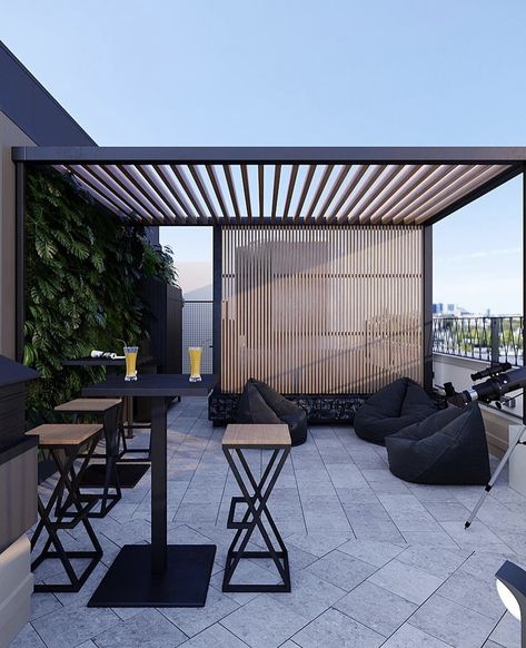 Pergola Rooftop, Balcony Awning, Terrace Canopy, Terrace Designs, Outdoor Roof, Roof Terrace Design, Terrace Decor, Rooftop Terrace Design, Rooftop Design