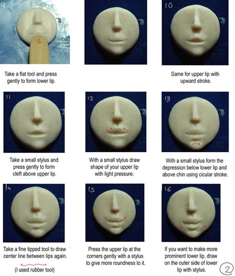 How To Sculpt Lips-Tutorial | Sapphire Fantasy Arts Lips Tutorial, Sculpting Tutorials, Lip Tutorial, Clay Face, ดินปั้น Polymer Clay, Clay Faces, Spirit Dolls, Polymer Clay Dolls, Clay Art Projects