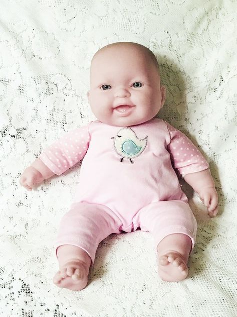 Grey Blue Eyes, Berenguer Dolls, Pink Playsuit, Smile 2, Baby Doll Clothes, Interactive Toys, Pink Outfit, Grey Blue, Baby Doll