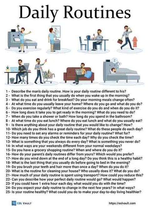 ESL Conversation Questions Archives - Page 4 of 17 - ESL Vault Esl Daily Routines, Spoken English Activities, English Class Activities, Esl Speaking Activities, Speaking Questions, English Questions, English Language Learning Activities, Speaking Activities English, English Activity