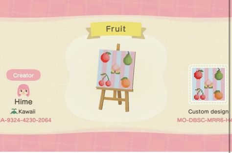 Animal Crossing Fruit Stall Design Acnh Fruit, Fruit Stall, Fruit Animals, Animal Crossing Guide, Animal Crossing Qr Codes Clothes, Qr Codes Animal Crossing, Mermaid Pattern, Stall Designs, New Animal Crossing