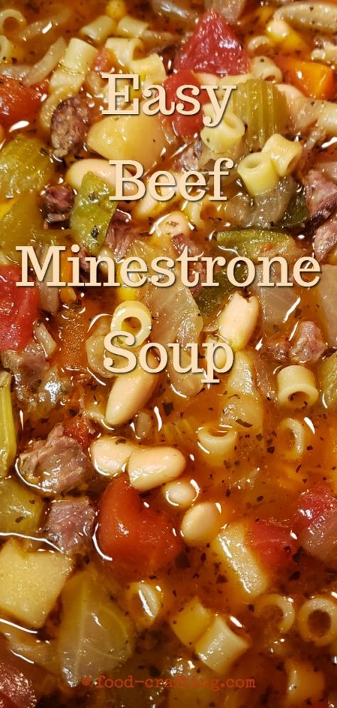 Easy to prepare beef minestrone soup. Thanks to Wegmans® varied ready-made produce packs, a real time saver when it comes to recipe prep. #comfortfood #easy #beef #soup #minestrone Vegetable Beef Minestrone Soup, Hamburger Minestrone Soup, Minestrone Soup Recipe With Ground Beef, Minestrone Soup With Beef, Beef Minestrone Soup Recipe, Easy Beef Soup, Beef Minestrone Soup, Soup Minestrone, African Foods