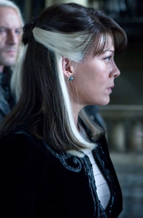 Malfoys Mom, Malfoy Hair, Harry Potter Narcissa, Pelo Chocolate, Narcissa Malfoy, Peekaboo Hair, Mom Hairstyles, Harry Potter Cast, Harry Potter Aesthetic