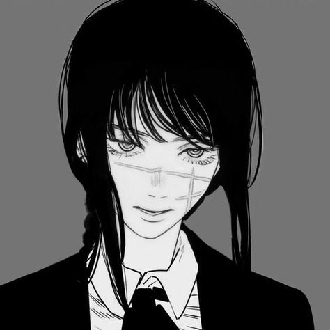 Yoru Chainsawman Manga Icon, Black Haired Anime Characters, Yoru Chainsawman Art, Asa Chainsawman, Short Hair Anime, Mitaka Asa, Really Cool Drawings, Anime Monochrome, Chainsaw Man