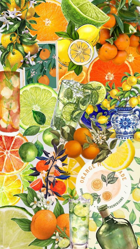 Coffee Collage Aesthetic, Vision Scrapbook, Fruit Collage Art, Grapefruit Wallpaper, Citrus Wallpaper, Fruit Collage, Christmas Wallpaper Iphone Cute, Dinner Party Summer, Bow Wallpaper