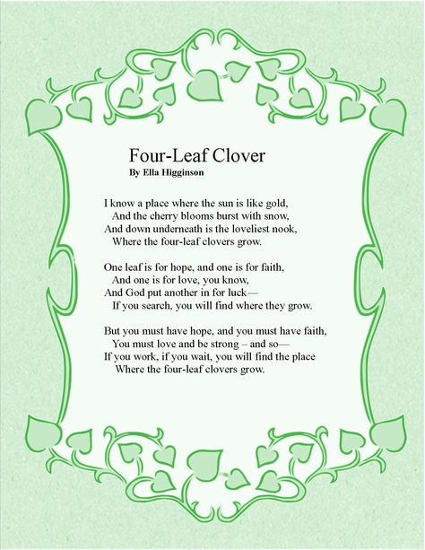 Four-Leaf Clover -By Ella Higginson Clover Quote, I Know A Place, Cherry Blooms, Diary Book, Lyrics And Chords, English Reading, Faith In Love, Lucky Clover, Country Songs